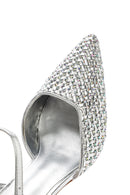 Women's Grey Ankle Buckle Braided Thin Heeled Shoes | Derimod