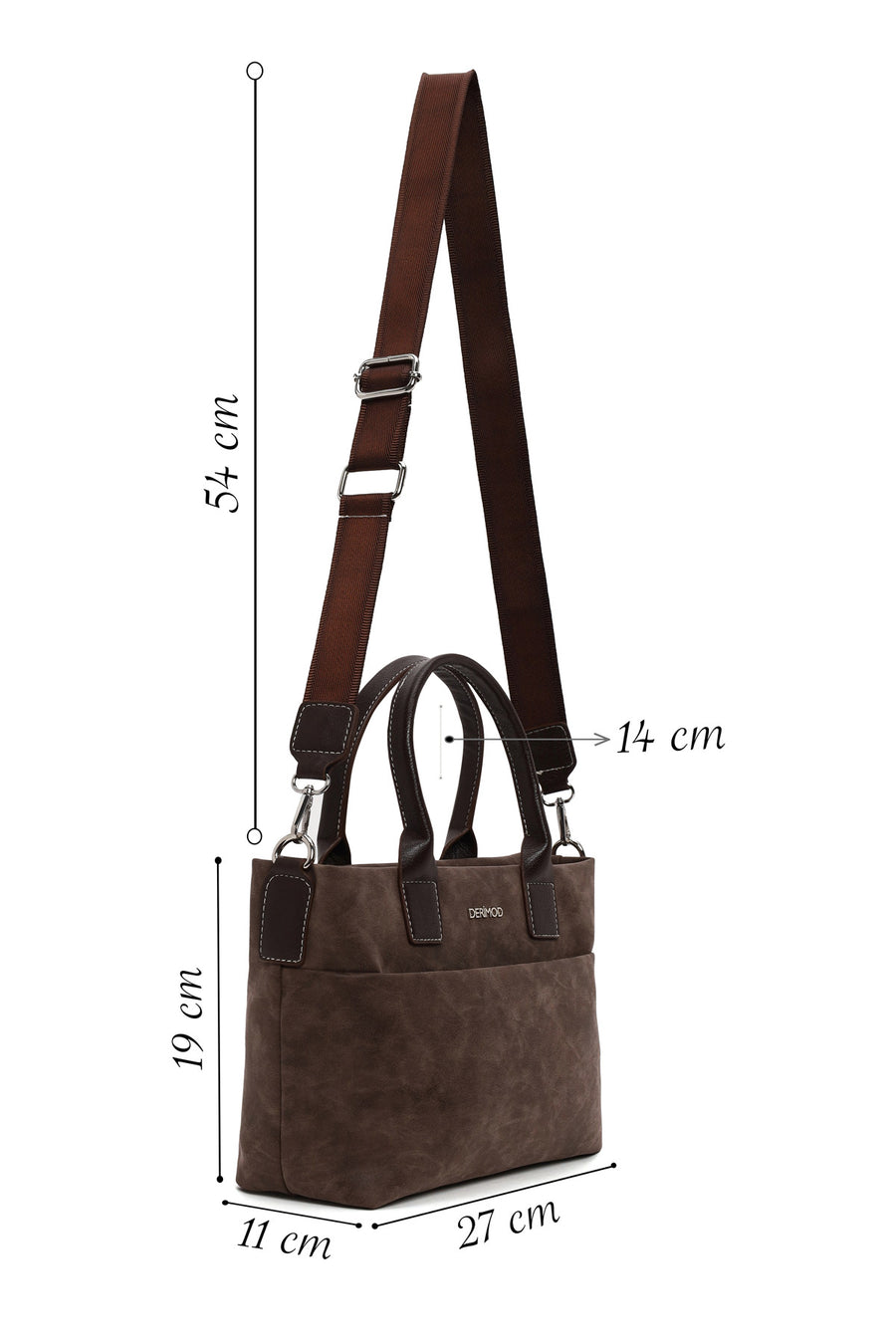 Woman Brown Long-Strap Nubuck Shoulder Bag