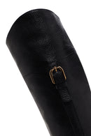 Geox Women's Black Tormalina Zippered Leather Heeled Boots | Derimod