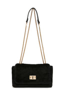 Women's Black Long Strap Plush Crossbody Bag | Derimod