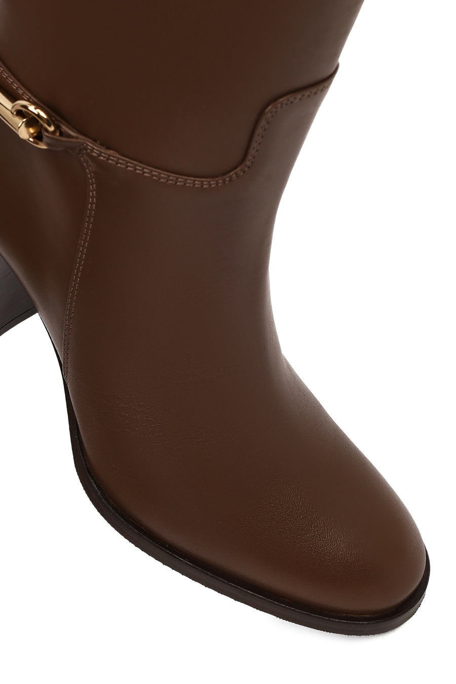 Kadın Kahverengi Kalın Topuklu Deri Çizme