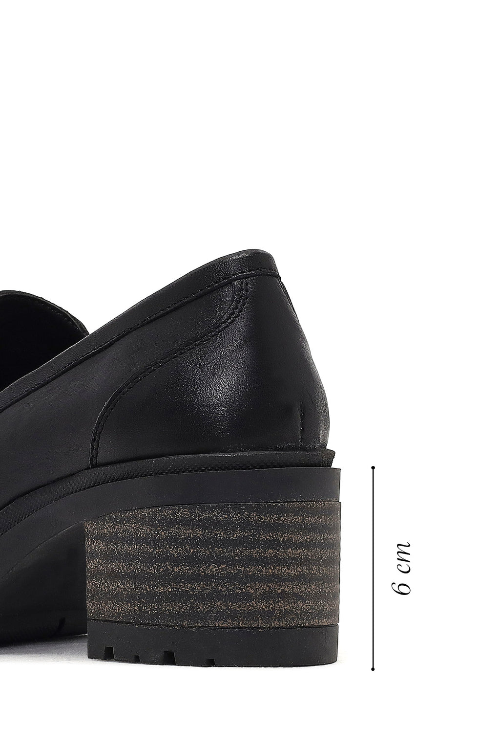 Kadın Siyah Kalın Topuklu Deri Maskülen Loafer
