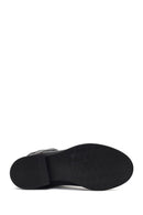 Woman Black Zip Closure Buckled Leather Boots | Derimod