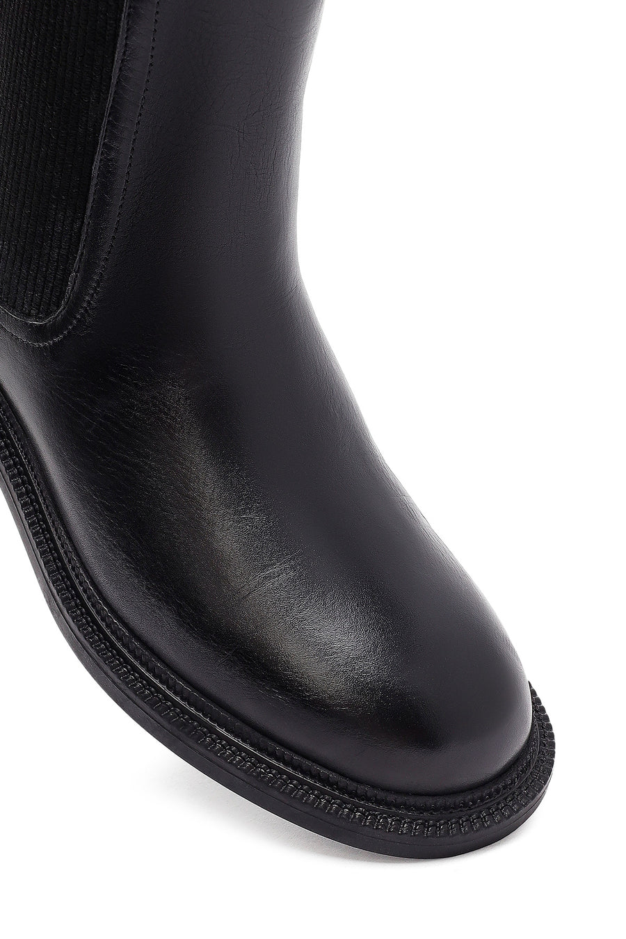 Women's Black Leather Chelsea Boot