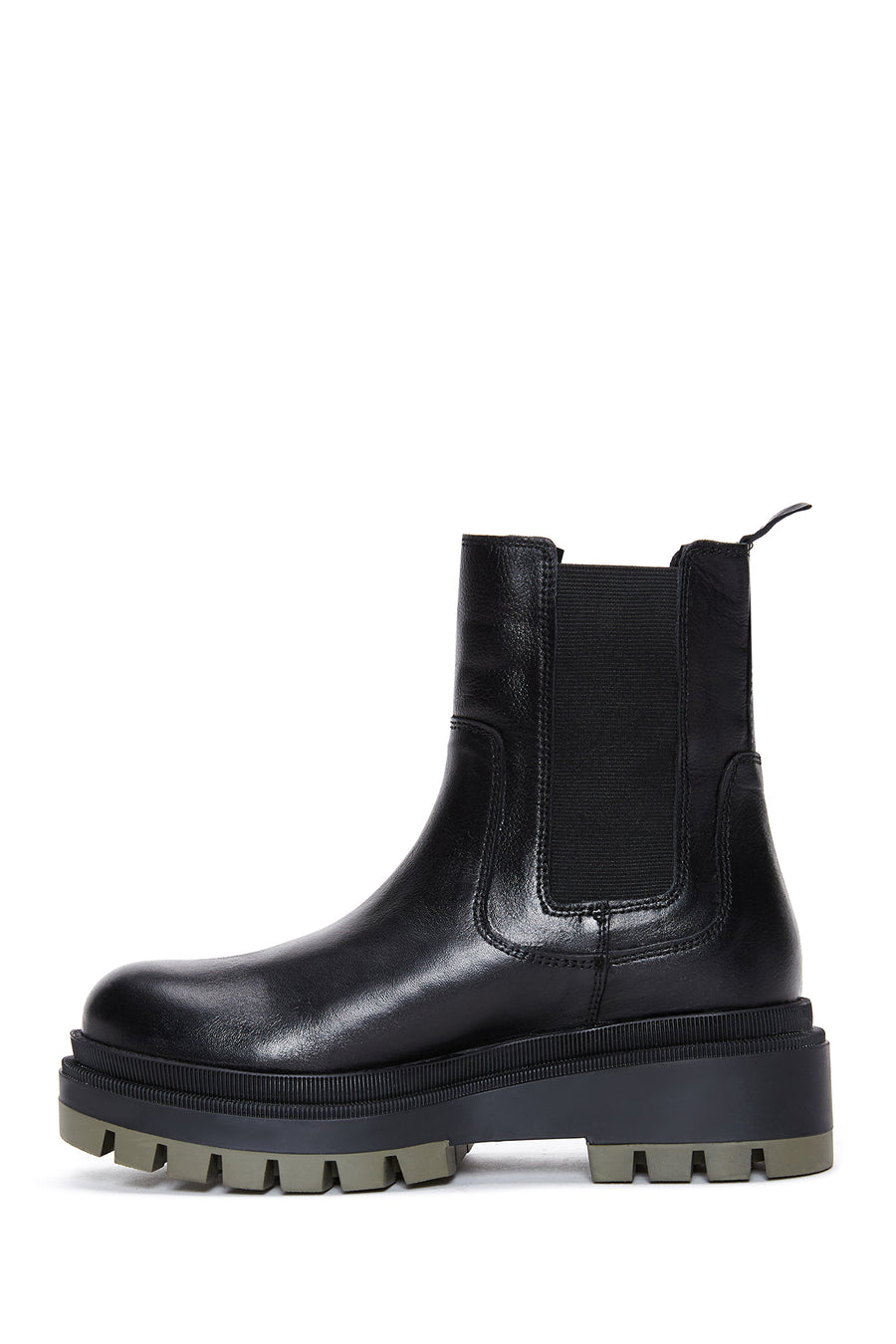 Women's Black Leather Thick Soled Chelsea Boots