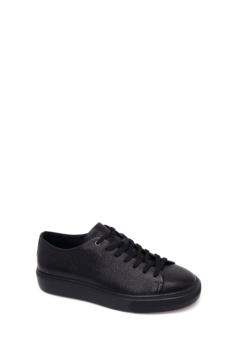 Erkek Siyah Bağcıklı Deri Sneaker