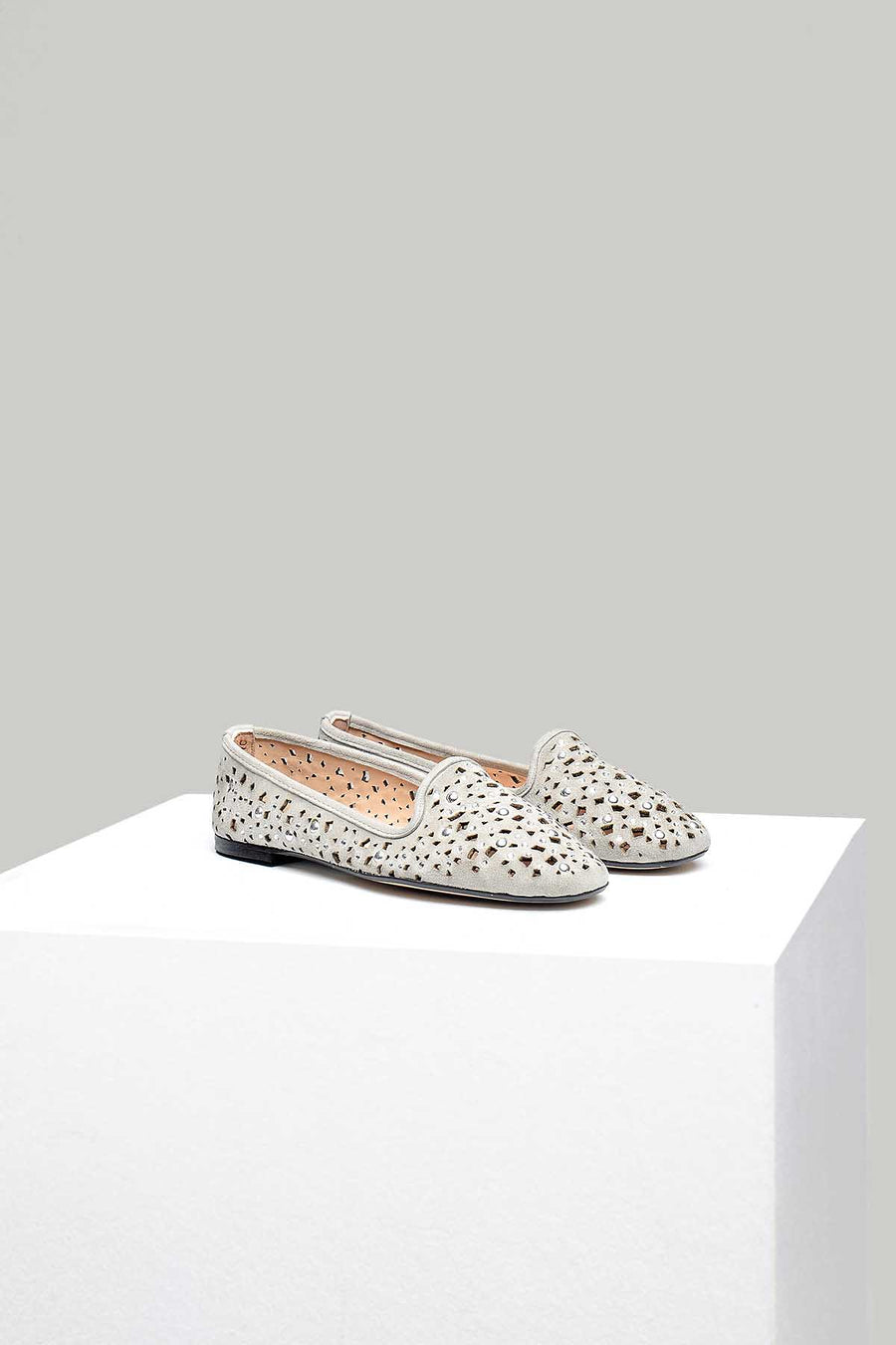 Suede Perforated Women's Leather Ballerinas