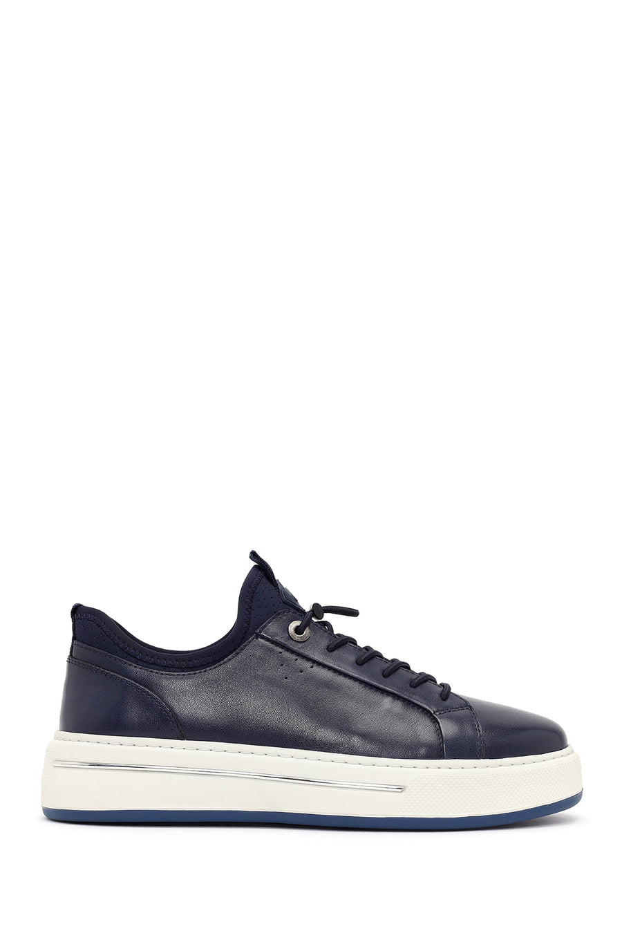 Erkek Lacivert Bağcıklı Kalın Tabanlı Deri Sneaker 26SFD676318 | Derimod