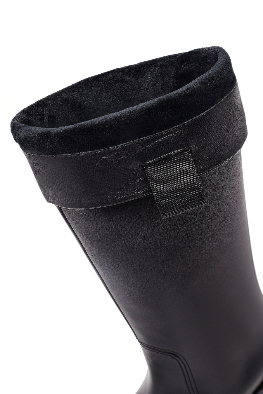 Women's Black Thick Heeled Leather Boot