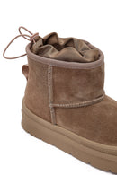 Women's Powder Pink Thick-Soled Suede Leather Teddy Boots | Derimod