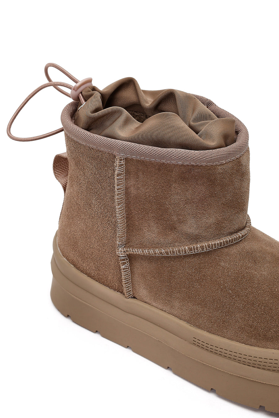 Women's Powder Pink Thick-Soled Suede Leather Teddy Boots