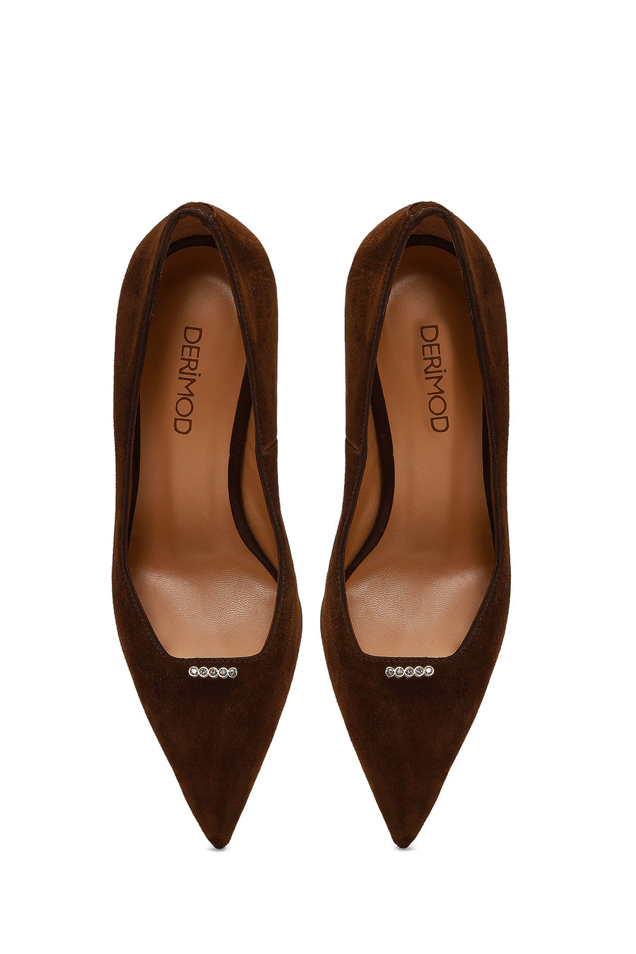 Women's Brown Thin Heeled Suede Leather Stiletto