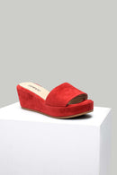 Wedge Heeled Suede Leather Women's Slippers | Derimod