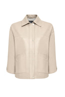 Karen Women's Beige Oversize Leather Jacket | Derimod