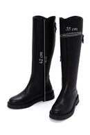 Women's Black Zippered Leather Boots | Derimod