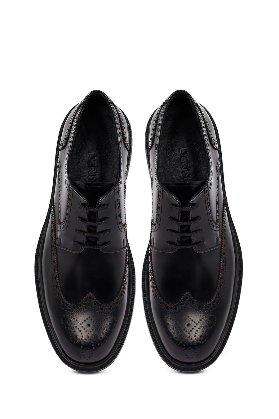Men's Black Thick-Soled Leather Casual Shoes