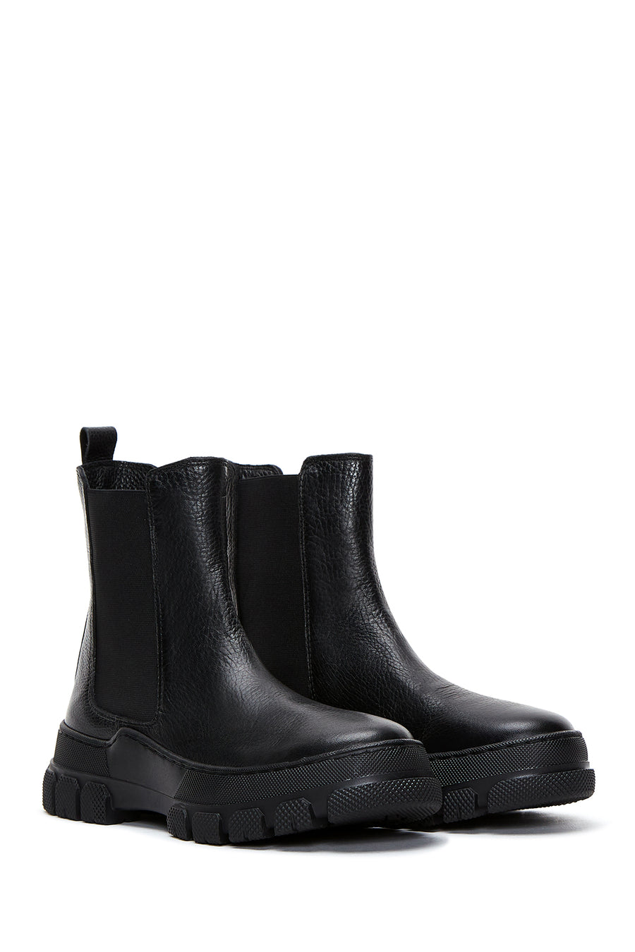 Women's Black Leather Chelsea Boots