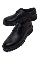 Male Black Lace-Up Thick-Soled Leather Casual Shoes | Derimod