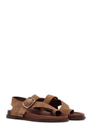 Women's Mink Suede Leather Flip Flop Sandals | Derimod