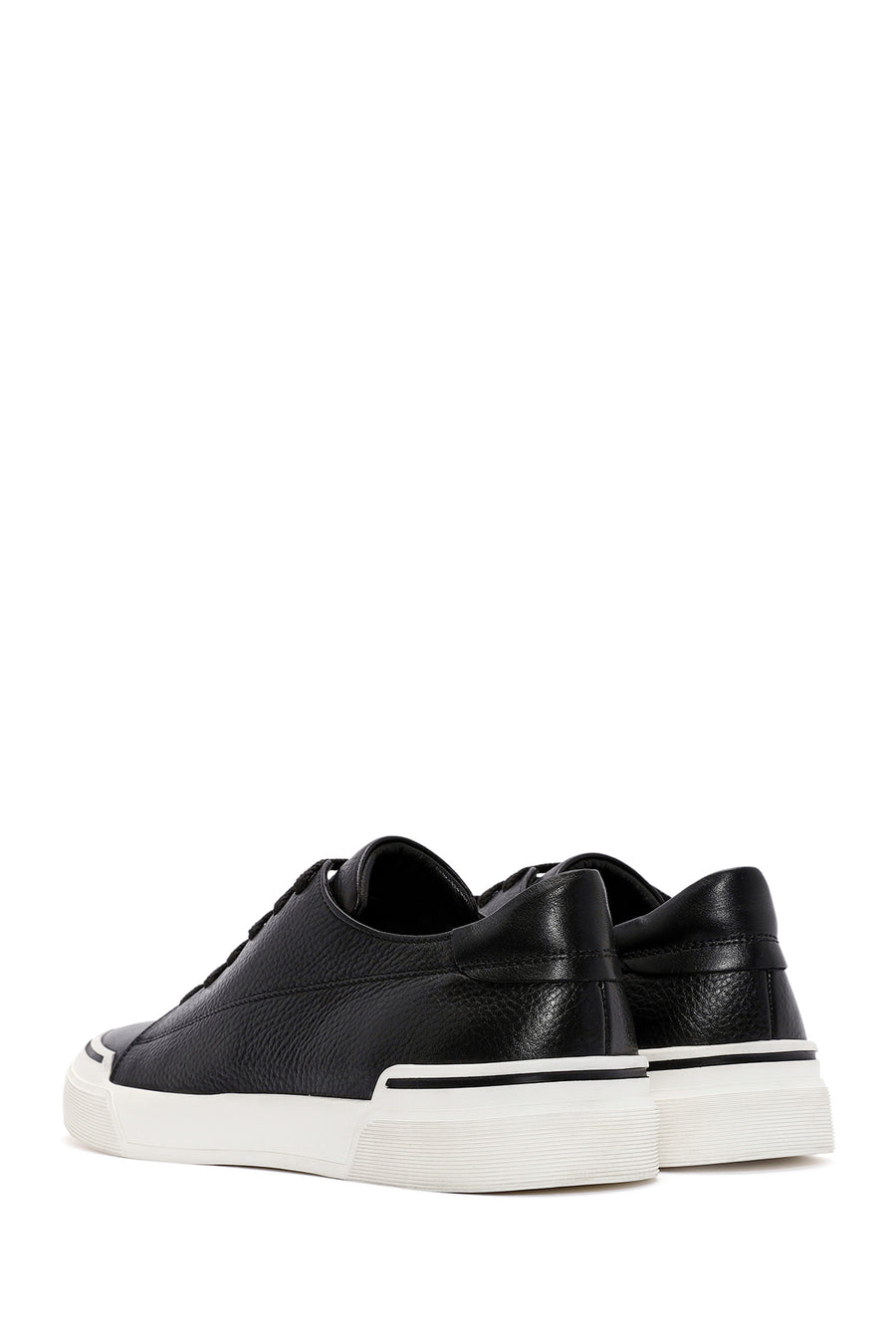 Men's Black Lace Up Leather Sneakers