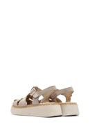 Women's Mink Ankle Buckle Thick-Soled Suede Leather Comfort Sandals | Derimod