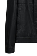 Bastoni Male Black Shirt Collar Leather Jacket | Derimod