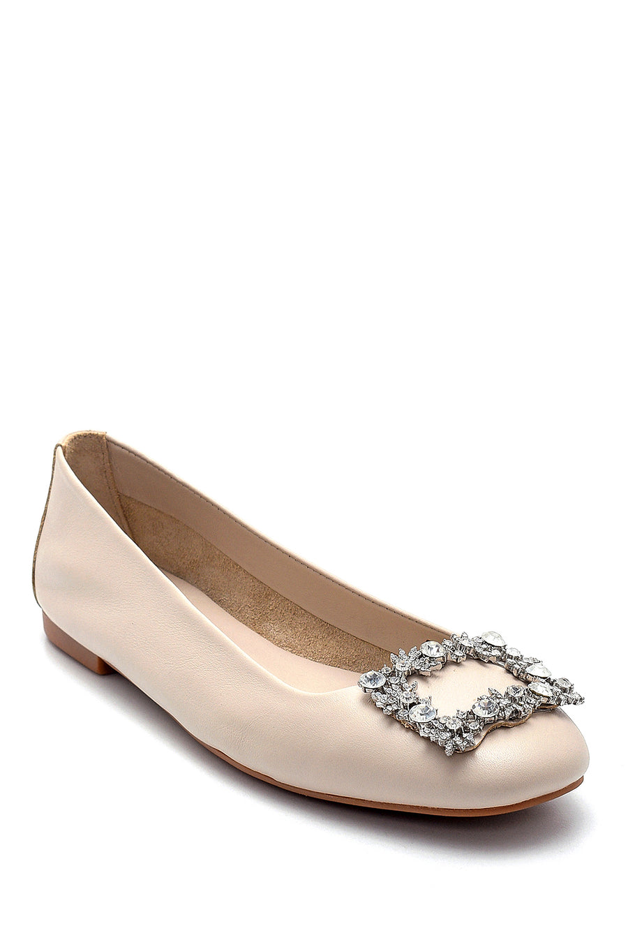 Women's Leather Stone Ballerinas