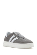Kadın Gri Bağcıklı Kalın Tabanlı Süet Deri Sneaker | Derimod