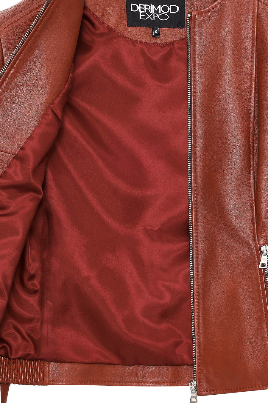 Irina Women's Tan Mandarin Collar Leather Jacket