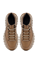 Men's Beige Lace-Up Thick-Soled Nubuck Leather Casual Sneaker | Derimod