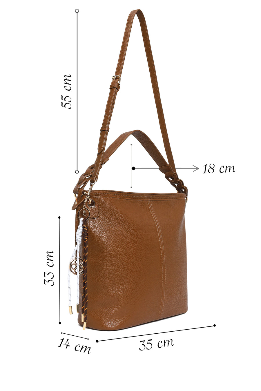Woman Brown Long-Strap Shoulder Bag