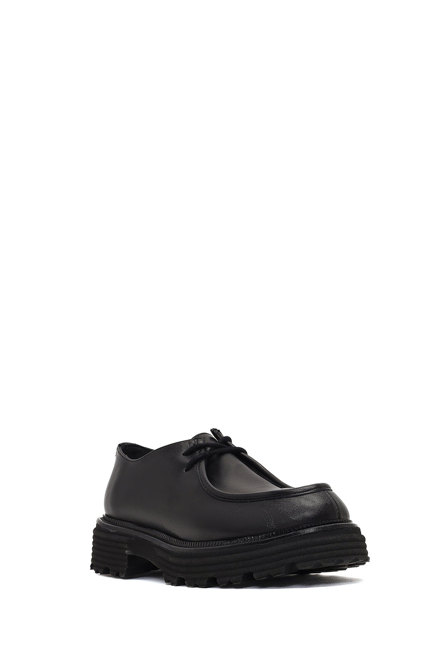 Woman Black Lace-Up Thick-Soled Masculine Shoes