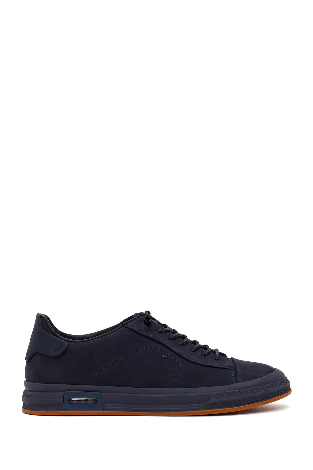Erkek Lacivert Bağcıklı Nubuk Deri Sneaker