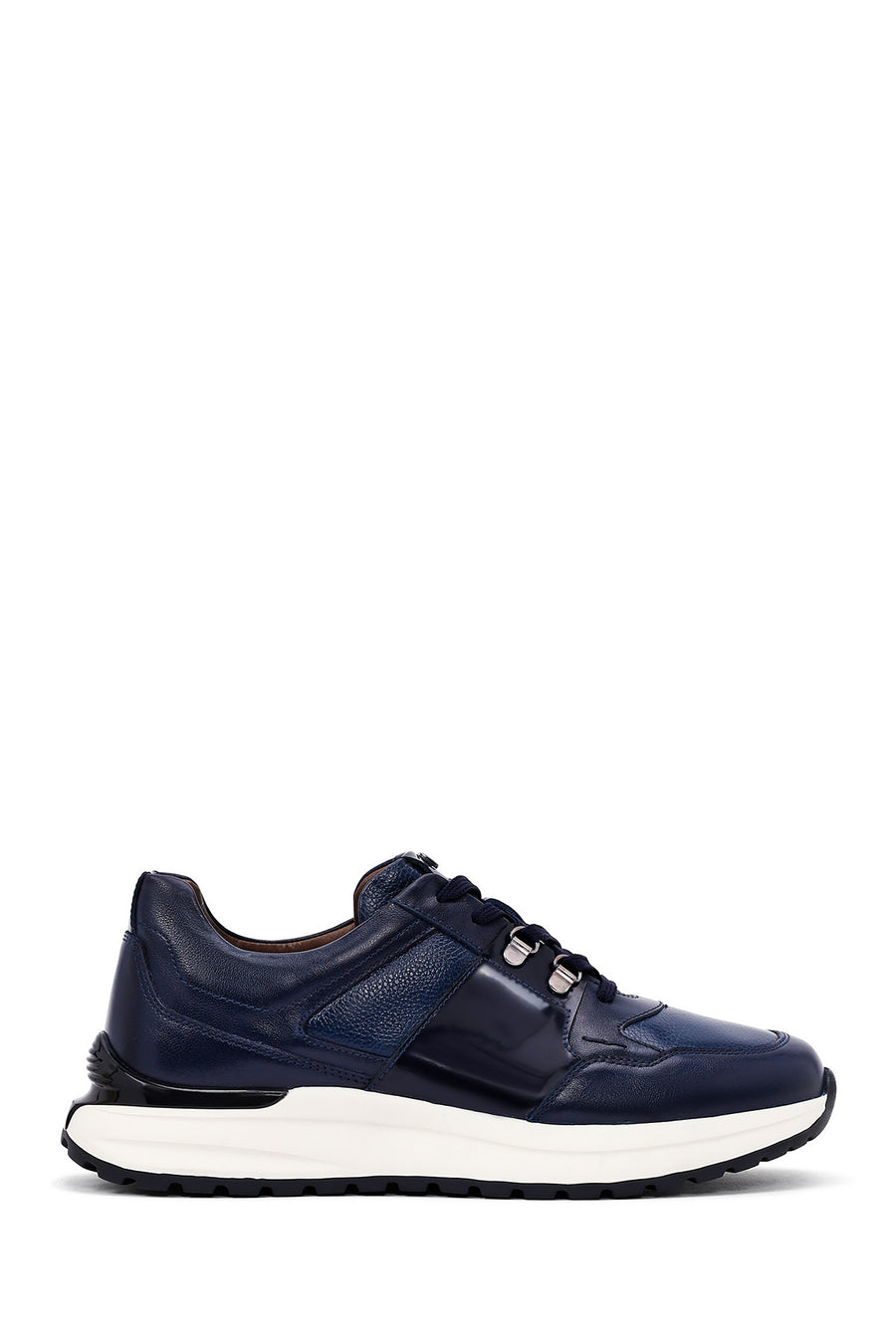 Erkek Lacivert Bağcıklı Kalın Tabanlı Deri Casual Sneaker 25WFD600614 | Derimod