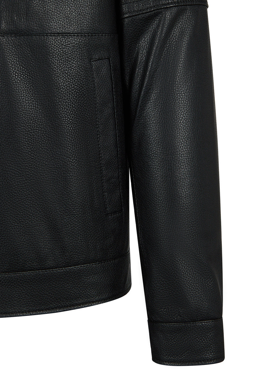 Bastoni Male Black Shirt Collar Leather Jacket