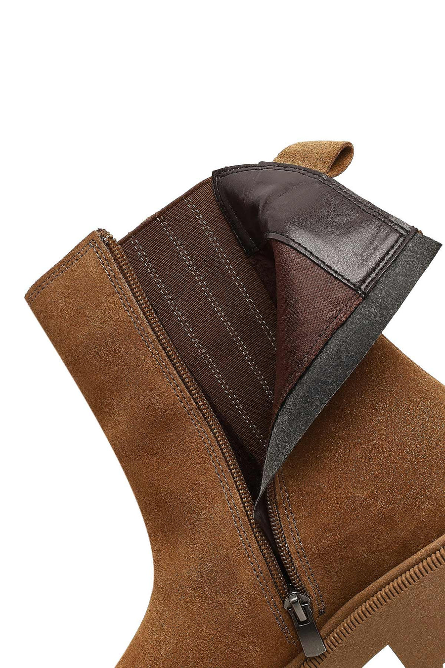 Women Mink Zippered Thick Sole Suede Leather Boot