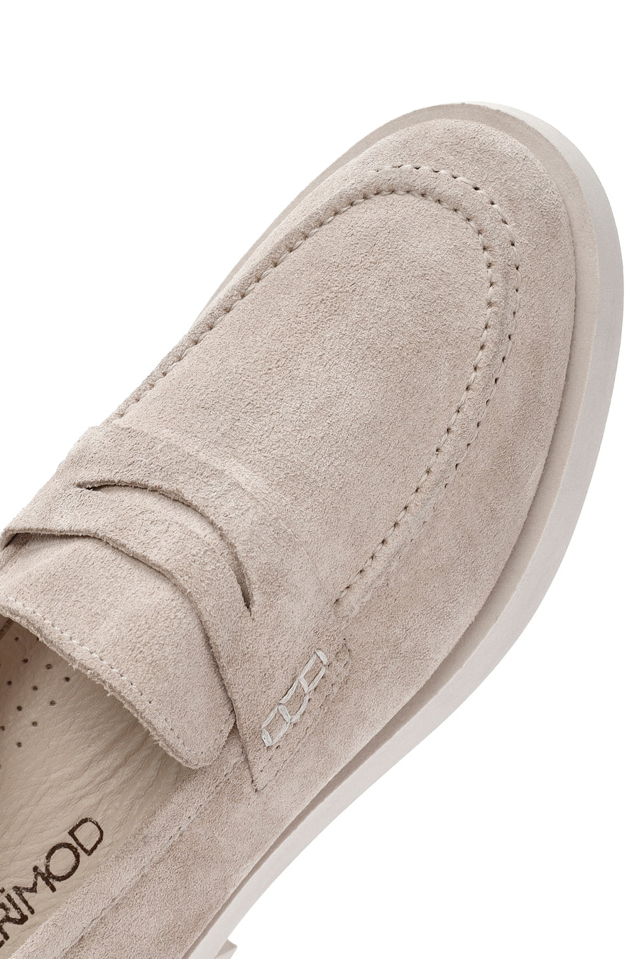 Women's Beige Suede Leather Masculine Loafer