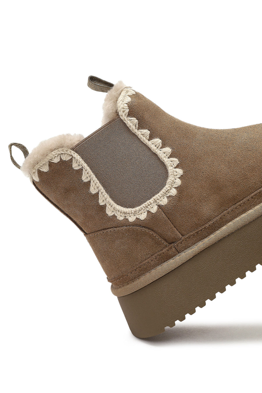 Woman Mink Thick-Soled Patterned Suede Teddy Boots