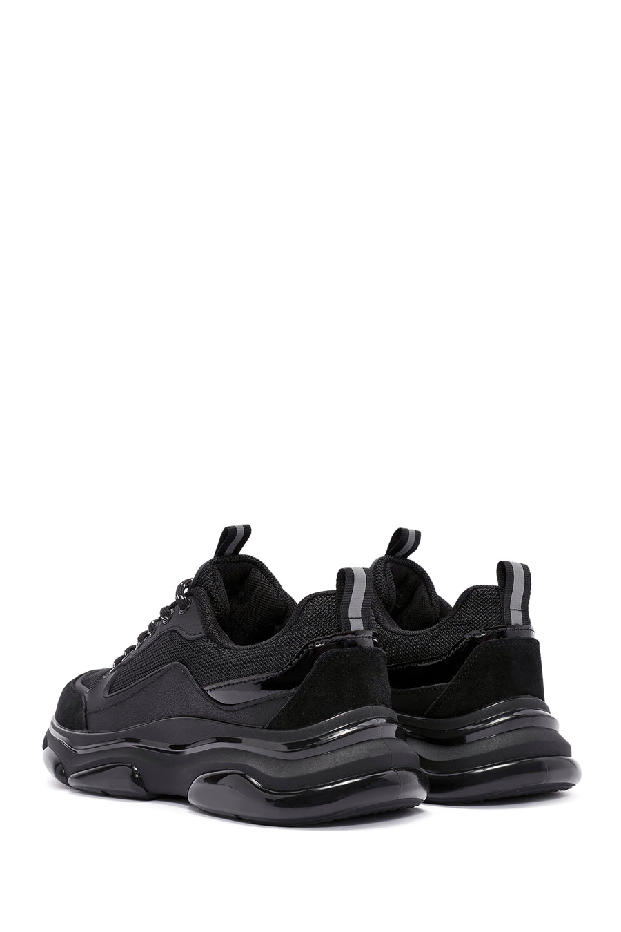 Erkek Siyah Bağcıklı Deri Sneaker