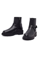 Women's Black Zippered Thick-Soled Boots | Derimod
