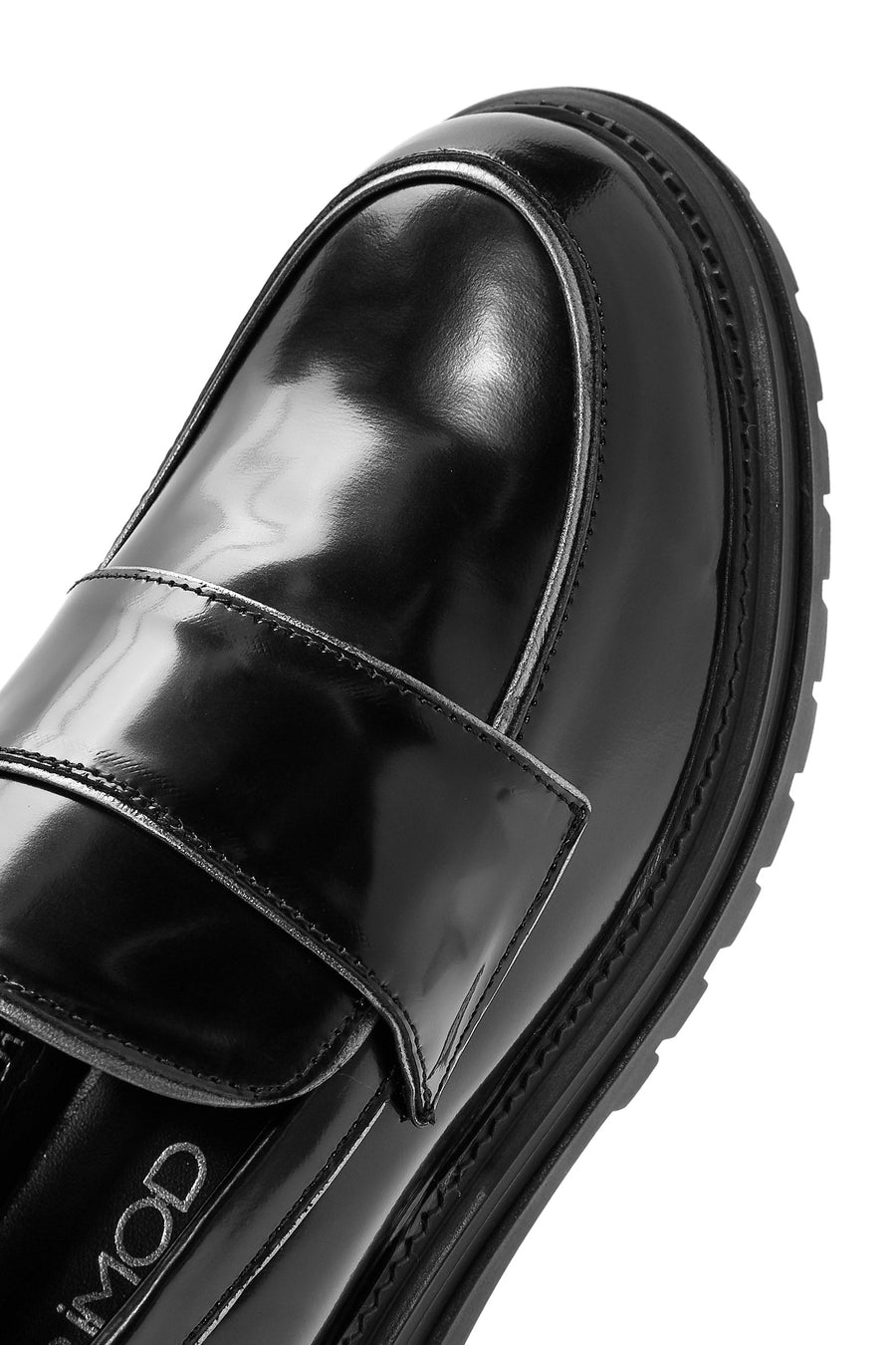 Women's Black Thick Soled Leather Masculine Loafer
