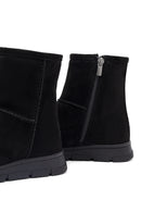 Women's Black Zippered Suede Teddy Boot | Derimod