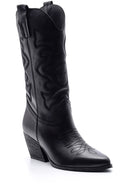 Women's Leather Heeled Cowboy Boots | Derimod