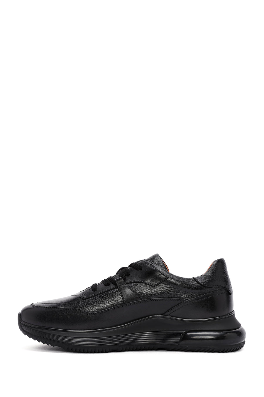 Men's Black Lace-Up Leather Casual Sneaker