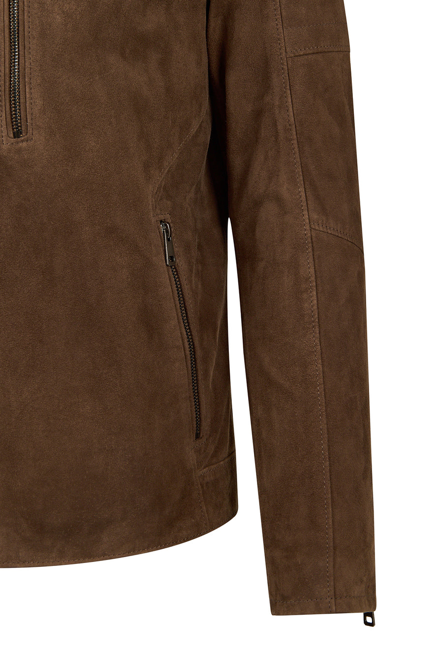 Ronaldo Male Tan Zip Closure Suede Jacket