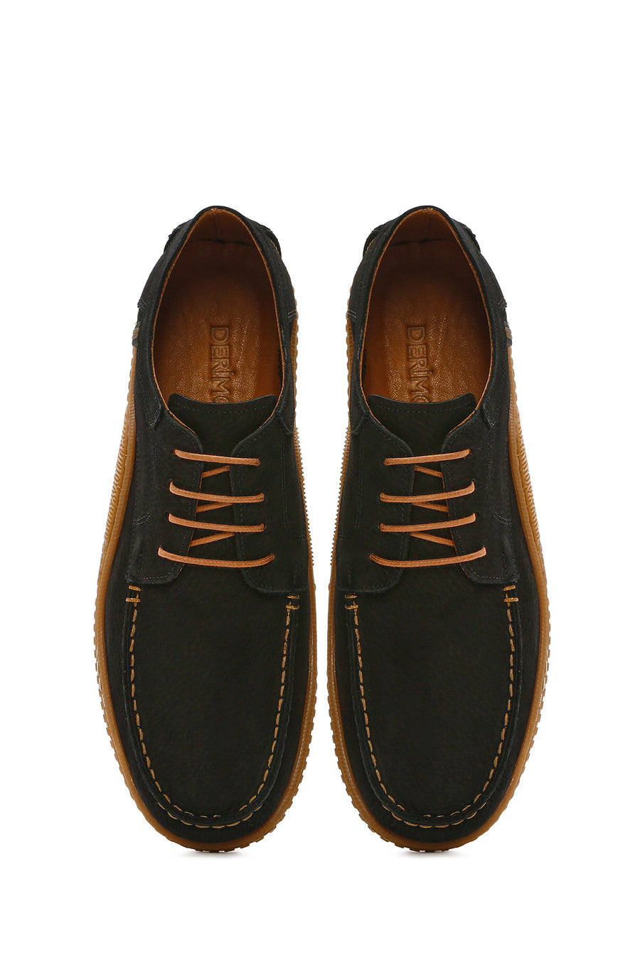 Men's Black Lace-Up Nubuck Leather Casual Shoes
