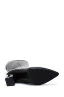 Woman Black Zippered Heels Leather Boot | Derimod
