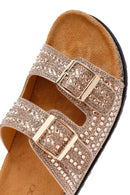 Women's Gold Stone Slippers | Derimod