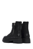 Woman Black Zippered Thick Sole Leather Postal Boots | Derimod