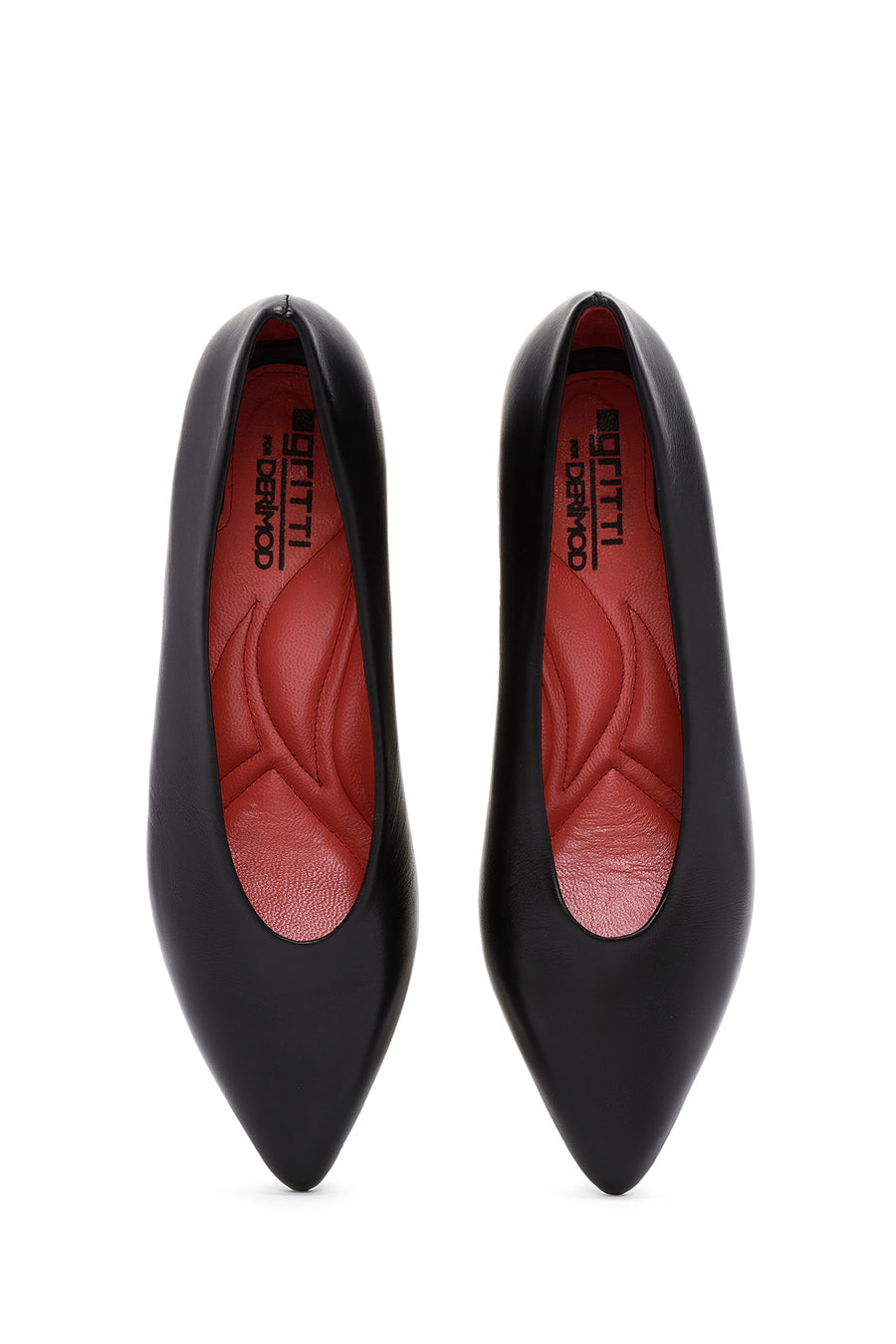 Derimod Gritti Women's Black Thick Heeled Leather Shoes